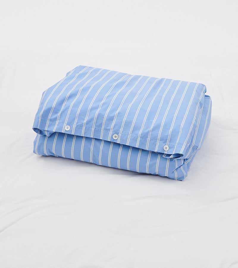 Percale Bedding | Island Blue Stripes