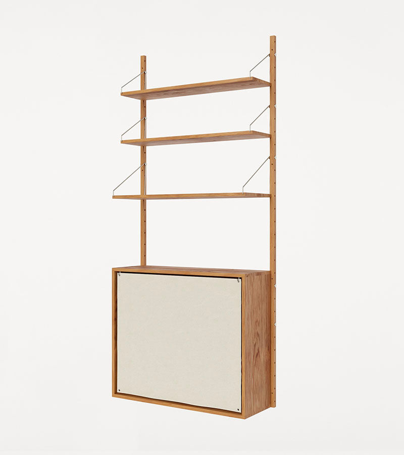 H1852 | Canvas Cabinet Section · Natural Oak · Shelf Library