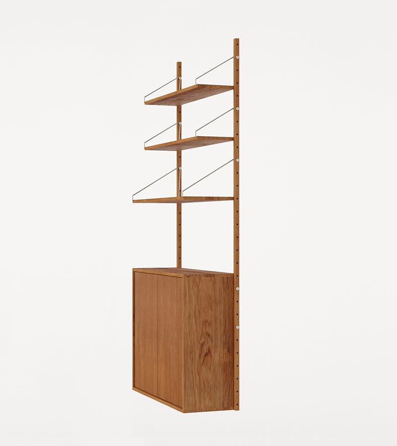 H1852 | Cabinet Section M · Natural Oak · Shelf Library