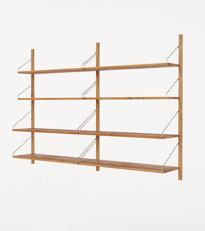 H1148 | Double Section · Natural Oak · Shelf Library