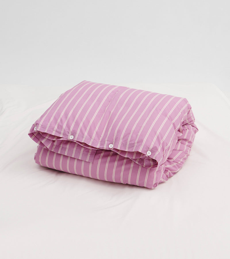 Percale Bedding | Mallow Pink Stripes